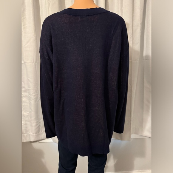 Cute Jones New York size XL navy blue Yorkshire Terrier v-neck sweater - Picture 6 of 6